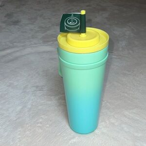 Starbucks LEAKPROOF Gradient Teal  Aqua Yellow Lid/Straw Handle Tumbler 24 OZ